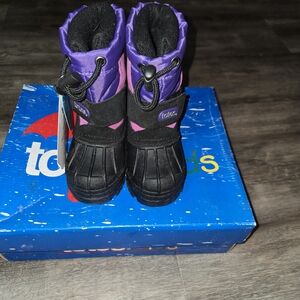 TOTES toddler girls size 5 PURPLE/magenta WINTER SNOW BOOTS black‎ bottoms New
